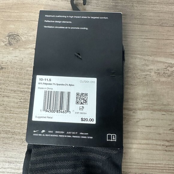 NWT Nike Unisex Spark Cushioned No Show Run Socks Black Size Large (CU7201-010) - Picture 6 of 12